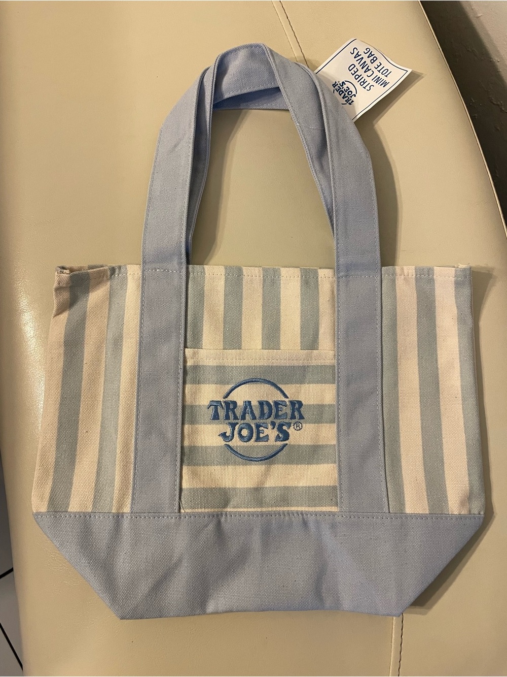 Trader Joe's Blue & White Striped Canvas Tote